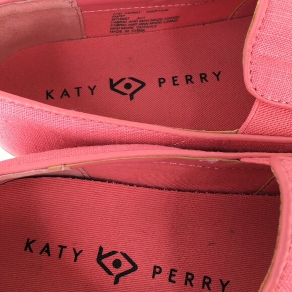 KATY PERRY The Kerry Canvas Slip-On Pink Palm Tree Sneaker Size 7M - Picture 8 of 15